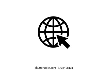 Click to go to website or internet line art symbol vector icon illustration