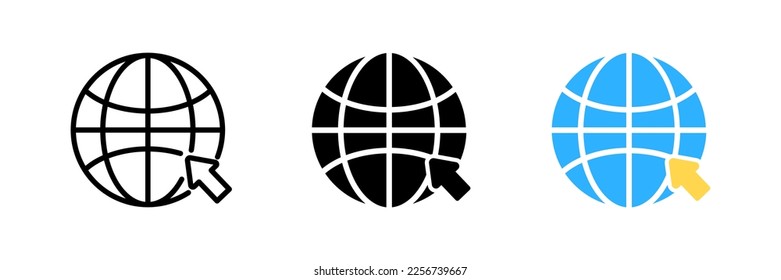 Click to go to website or internet line art icon for apps and websites