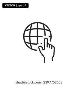 Click to go to website or internet line art icon for apps and websites