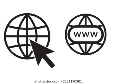 Clique para ir para o site ou ícone de arte de linha da Internet para aplicativos e sites