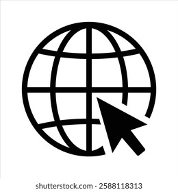 Click to go to website or internet line art icon for apps