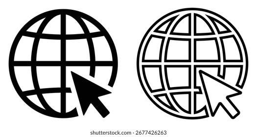 Click to go to website or internet line art icon vector.