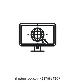 Click to go to website or internet outline icons. Vector illustration. Isolated icon suitable for web, infographics, interface and apps.