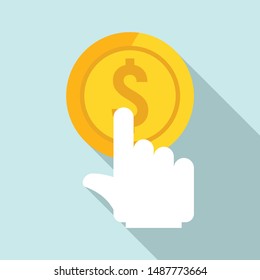 Click gold coin icon. Flat illustration of click gold coin vector icon for web design