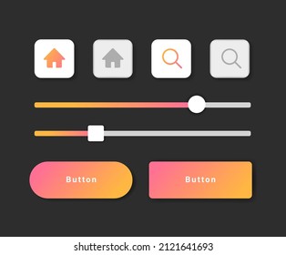 Click the Gradient button to modernize the button program for website design illustration set. Mobile, toggle, switch, ui, 3D. Vector drawing. Hand drawn style.