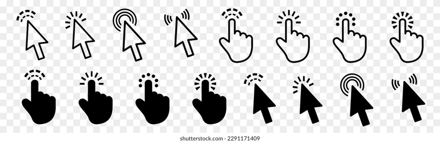 Click hand and click arrow web collection