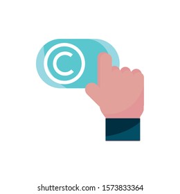 click hand button property intellectual copyright icon vector illustration