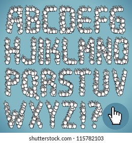 Click hand cursor  font Part 1/2 full Alphabet ABC
