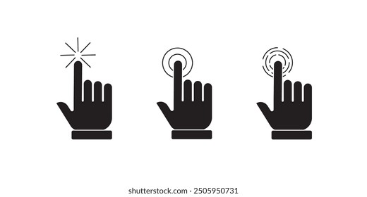 Click with hand cursor. Icon for design. Easily editable