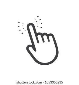 Click the hand cursor icon. Click the hand icon. Isolated vector finger pointer on white background