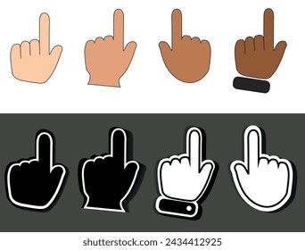 Click with hand cursor. Icon sticker on gray background