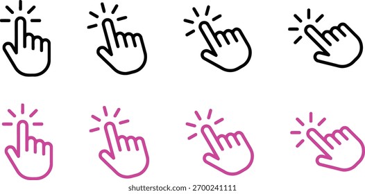 Clique nos ícones de cursor com vários estilos e cores de ponteiro