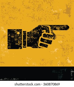 Click hand design on yellow background,grunge vector