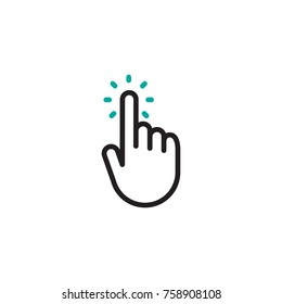 Click hand icon, black bold linear design with green dots