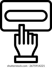 Icono de la mano del Hacer clic, Vector blanco y negro del icono del contorno.
