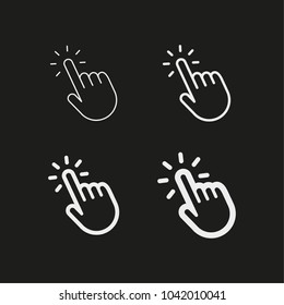 Click hand icon collection, different stroke sizes