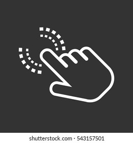 Click hand icon. Cursor finger sign flat vector. Illustration on black background.
