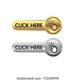 Click Hand Icon With Click Here Button.