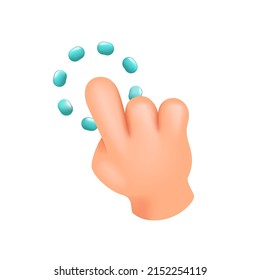 Click, hand with index finger up, mouse pointer, click on the screen, 3d vector illustration.