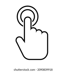 Click hand outline icon. linear style sign for mobile concept and web design. Touching finger simple line vector icon. Symbol, logo illustration. Pixel perfect vector graphics