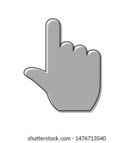 Click hand sign. Black line icon with gray shifted flat filled icon on white background. Illustration.