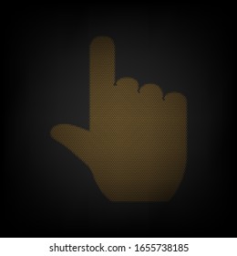 Click hand sign. Icon as grid of small orange light bulb in darkness. Illustration.