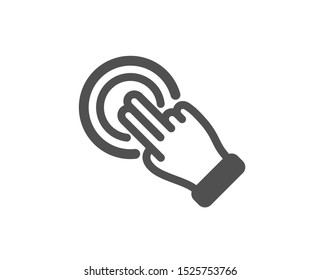 Click hand sign. Touchscreen gesture icon. Push action symbol. Classic flat style. Simple touchscreen gesture icon. Vector