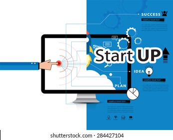 click hand start up business working vector design