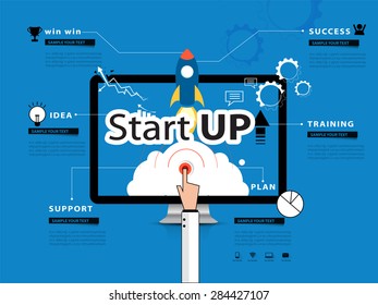 click hand start up business working vector design