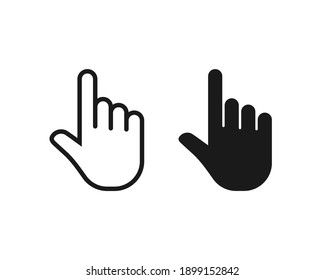 Click hand vector icon. Pointing finger sign. Cursor pointer symbol. Web and application interface image. Press or tap clip-art logo.