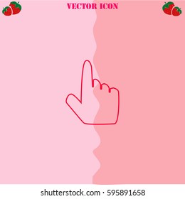 Click hand vector  icon. Strawberry Background.