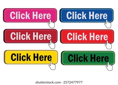 click here 3d buttons vector design