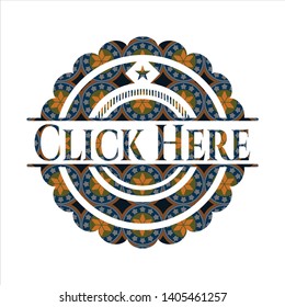 Click Here arabesque style emblem. arabic decoration.