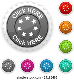  Click here award button. Vector.