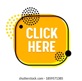 Click Here Banner with Abstract Design Elements, Internet Promotion, Button to Enter on Web Page. Promo Pointer Icon, Navigation for Website Isolated on White Background. Line Art Vector Illustration
