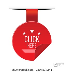 Click here banner design. Click here icon. Flat style vector illustration.