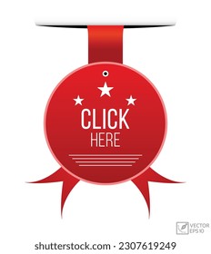 Click here banner design. Click here icon. Flat style vector illustration.