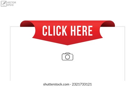 Click here banner design. Click here icon. Flat style vector illustration.