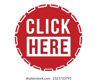 Klicken Sie hier Banner Design. Klicken Sie hier Symbol. Flache Vektorgrafik.