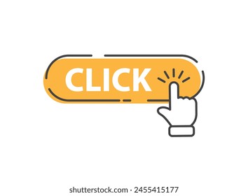 Click here banner icon in flat style. Ecommerce vector illustration on isolated background. Shopping sign business concept.