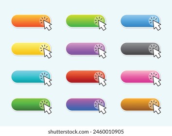Click here banner icon in flat style. Ecommerce vector illustration on isolated background. Shopping sign business concept.
