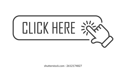 Click here banner icon in flat style. Ecommerce vector illustration on isolated background. Shopping button sign business concept.