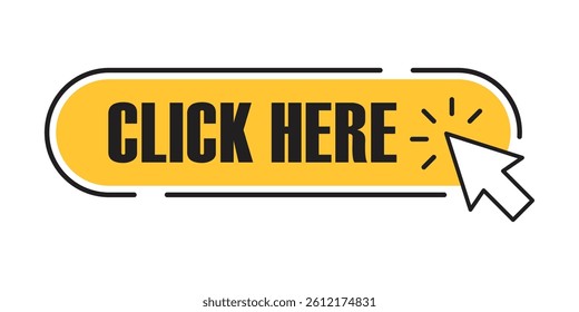 Click here banner icon in flat style. Ecommerce vector illustration on isolated background. Shopping button sign business concept.