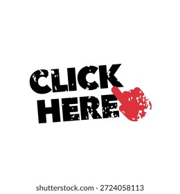 Hacer clic aquí Anuncio con puntero de mano rojo