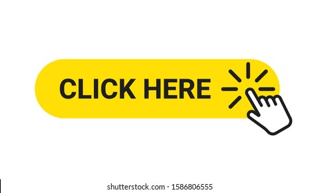 Click here banner. Web button with action of hand pointer. Click here, UI button concept. Vector