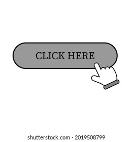 Click here banner. Web button with action of hand pointer. Click here, UI button concept. Vector