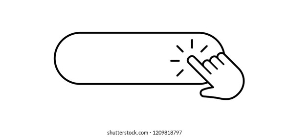 Click here blank button with hand pointer clicking