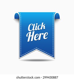 Click Here Blue Vector Icon Design