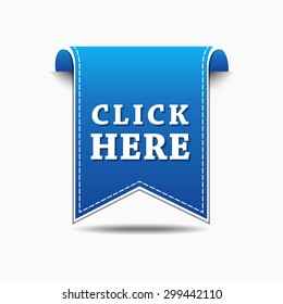 Click Here Blue Vector Icon Design