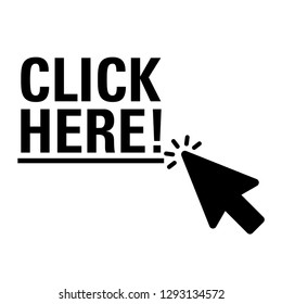 Click here button with arrow pointer icon - Vector